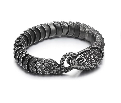 Bracelet serpent jonc acier - serpent,