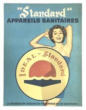 ANTIQUE 1960 PIN UP POSTER IDEAL STANDARD BATH SANITARY HEATING canvas