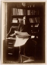 Citrate Print Photo c.1910 - The Reader - Library Office - Dark Light