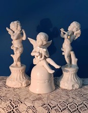 Figurines TROIS ANGELOTS MUSICIENS Porcelaine blanche Hr maxi 15 cm