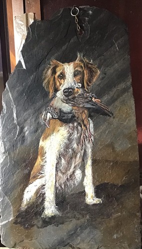 Huile sur ardoise chien - ardoise, de