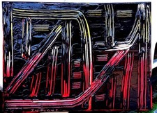 PARIS PEINTURE ABSTRAITE FAUVISME  TABLEAU PEINTURE HUILE JUMEAUX JEAN PIERRE