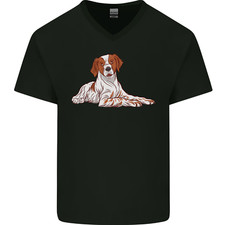 A Epagneul Breton Dog Mens V-Neck Cotton T-Shirt
