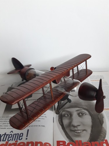 Avion biplan bois bouteille - biplan,