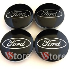 4 Compatible Alloy Wheel Hub Caps for Ford 54mm Black Metal
