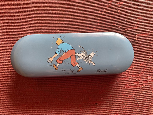 Tintin plumier bleu métal - plumier,