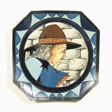 Paul Fouillen à Quimper - Assiette décorative bois pyrogravé France mi XXème