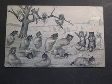 carte postale fantaisie chats en course de sacs
