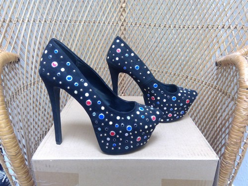 Black suede studded - black,