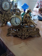 Horloge Cartel Femme Au Chien Bronze Doré Italy Style Restauration Hermle 