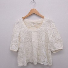 Greed S White Lace Blouse Short Sleeve Nylons Cotton Embroidery Used