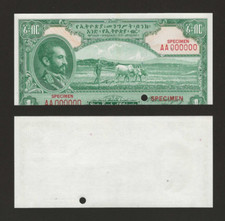ETHIOPIA 1 Dollar 1945, P-12cts Front Side Color Trial Specimen, UNC - (Miscut)