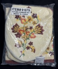 Vintage Autumn Commode Set 3 Piece Bathroom Set Floral Grannycore NOS