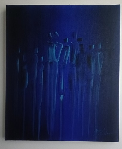 Peinture abstraite bleue