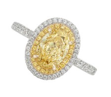 18K or Blanc Fiançailles Bague Certifié GIA Déguisement Jaune Ovale Diamant 4.26