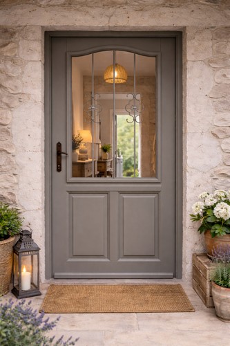Porte entrée bois vitrée - porte,