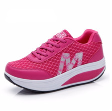Baskets sneakers femme légères été fitness compensées plateforme vert gris rose