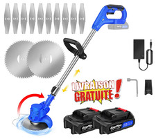 Débroussailleuse Sans Fil 21V Coupe Bordure Électrique Léger, 2 Batterie + Acces