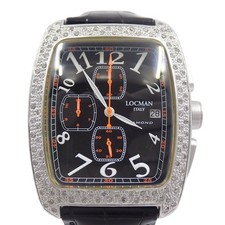LOCMAN Aluminum Diamond Bezel Chronograph Quartz Men's Watch Black Dial