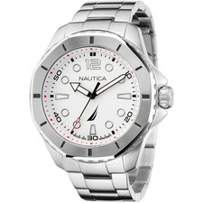 Montre Homme NAUTICA KOH MAY BAY NAPKMF201 Acier Inoxydable Blanc Sub 100mt