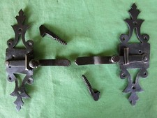 2 targettes fer forgé ouvragée porte volet en applique ancien hauteur 15,5 cm