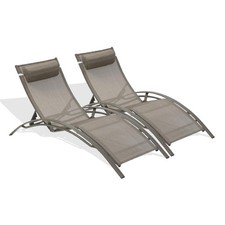 Lot de 2 Bains de Soleil "Cloé" 170cm Cappuccino