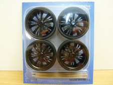 SET of 4 black tuning wheels D40mm + tires no. 7 1/18