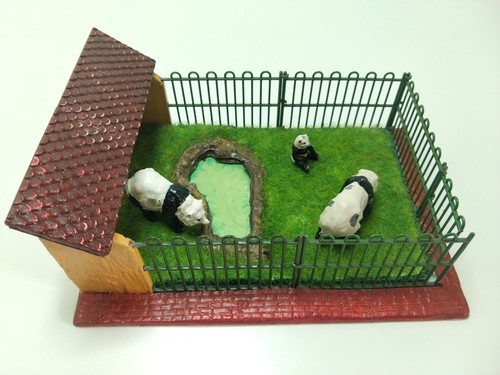 Diorama zoo pandas décor - diorama,