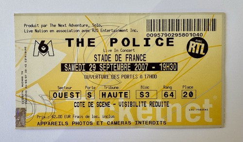 Ticket concert the police - concert, :