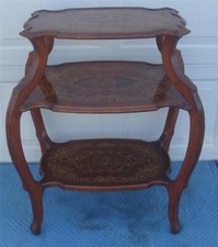 FRENCH INLAID MARQUETRY THREE TIERE TAGERE / TABLE