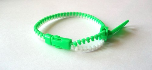 Bracelet zip bicolore vert - bracelet,