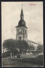 Old postcard Croismare, the church with inhabitants in front of the entrance 