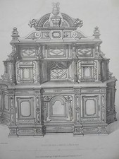 Buffet dining room walnut wood ENGRAVING the FURNITURE STORE V. QUETIN 19th century