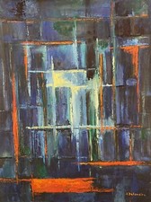 20th Delamaire Abstract Composition Painting Painting