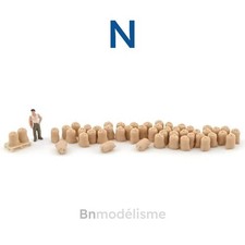 N 1/160 Lot 50 Sacs Jute, Transport Marchandise Agricole Sable Dépôt Train 1:160