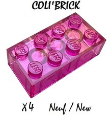 Lego 3001 - 4x Briques / Brick 2x4 - Rose / Trans Dark Pink - 6508682 New Neuf
