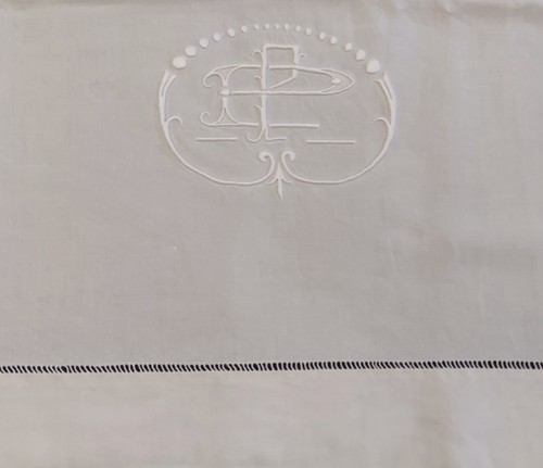 Sheet linen white - linen, monogram