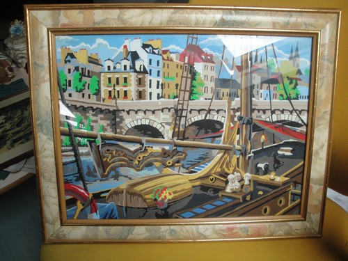 Cadre peinture village marin - cadre,