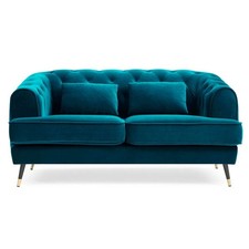 Canapé 2 Places en Velours "Glamour" 146cm Bleu