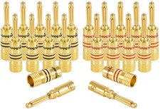 20x fiche banane à visser, pour câble d'enceinte (jusqu'à 4 mm²), dorés 24carats