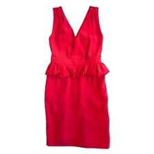 MAJE Structured Peplum Robe Dress in Framboise Red Formal Women's Sz 1 (Small)