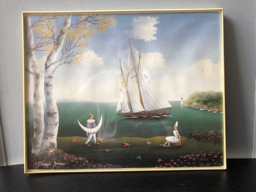 Vintage tableau naïf - tableau,