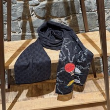 Louis Vuitton Black Damier Embroidered Patch Map Scarf