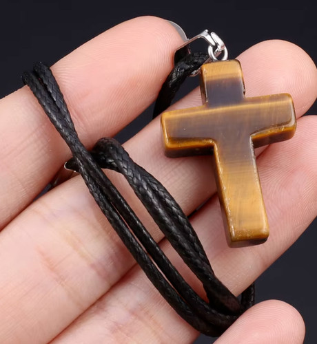 Pendentif croix œil tigre - pendentif, de