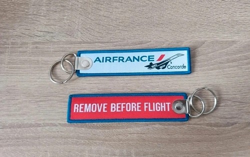 Porte clé brodé avion - avion, flamme
