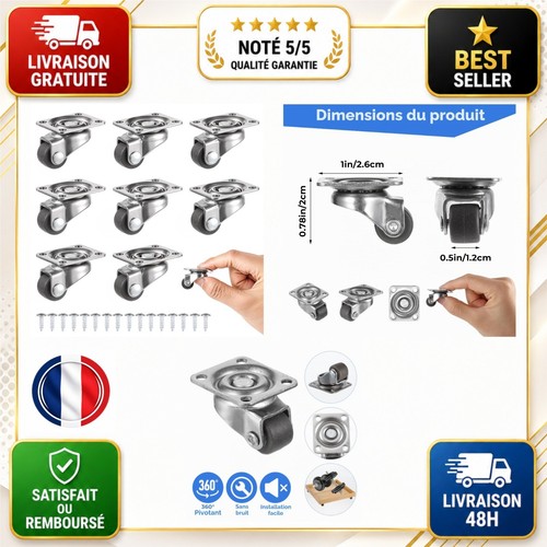 Lot roulettes pivotantes - roulettes,