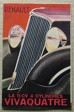 RENAULT 11CV VIVAQUATRE Car Sales Brochure 1933-34 FRENCH TEXT #VT 219.8.33