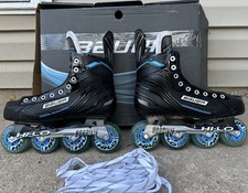Bauer RSX Senior Hockey Roller Blades Senior Size 9, Black/Blue, Hi-Lo