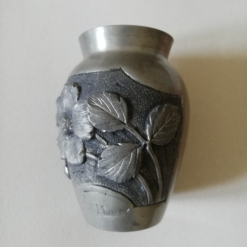 Vase étain pur signé l - étain,