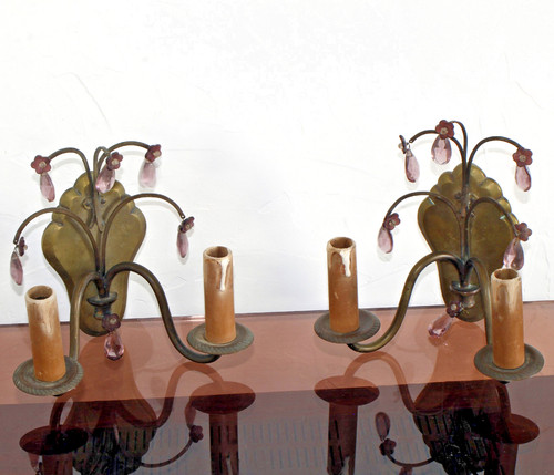 Paire appliques bronze et - bronze,